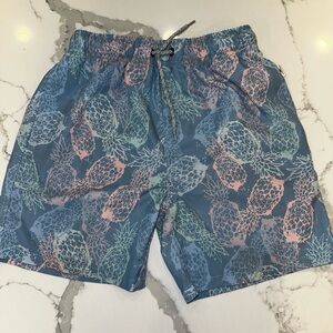 Boys Blue Pineapple Print Swim Trunks size 14